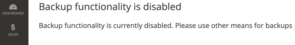 Magento 2 Backup issue