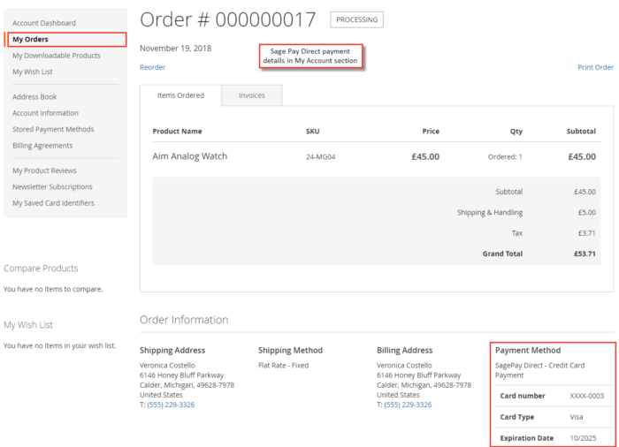 Magento 2 Sage Pay Direct Payment