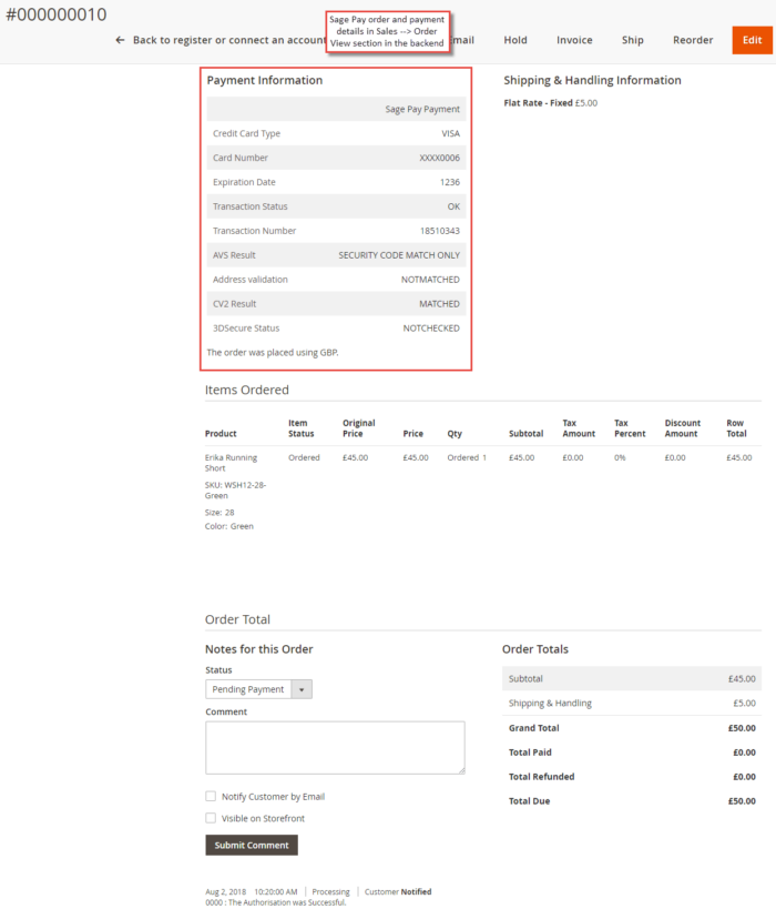 Payment information