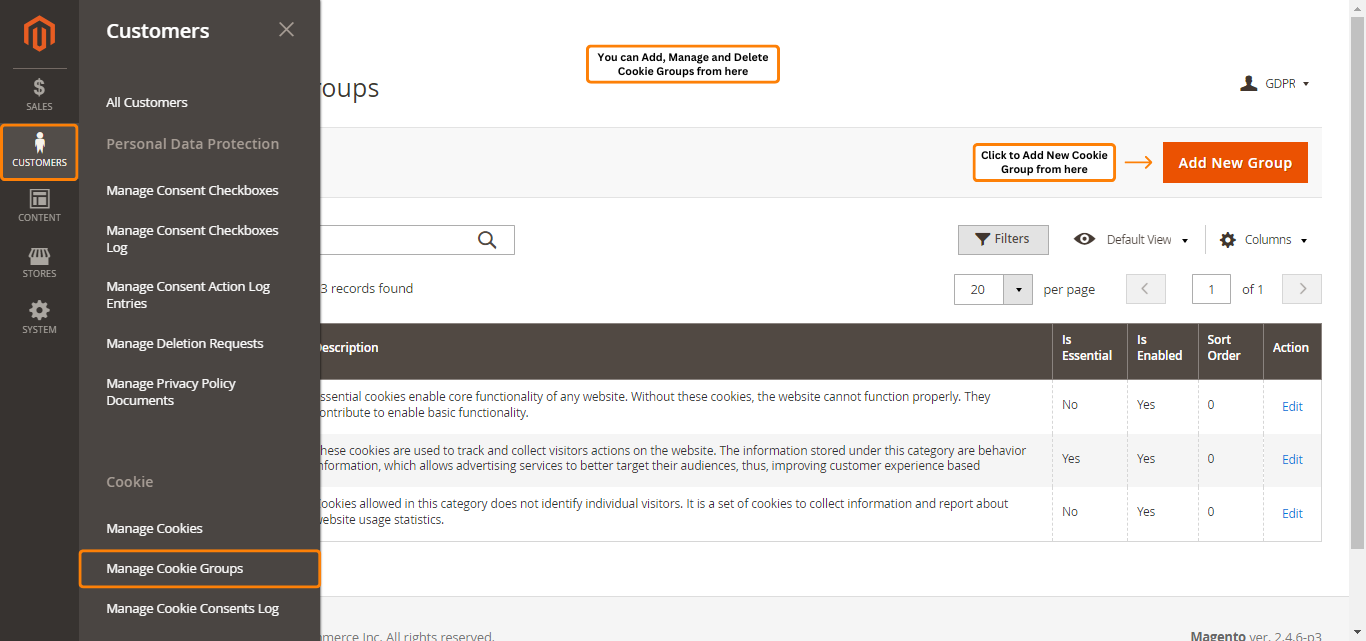 Manage Cookie Groups