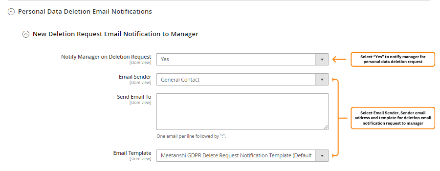 Personal data Deletion Email Notification