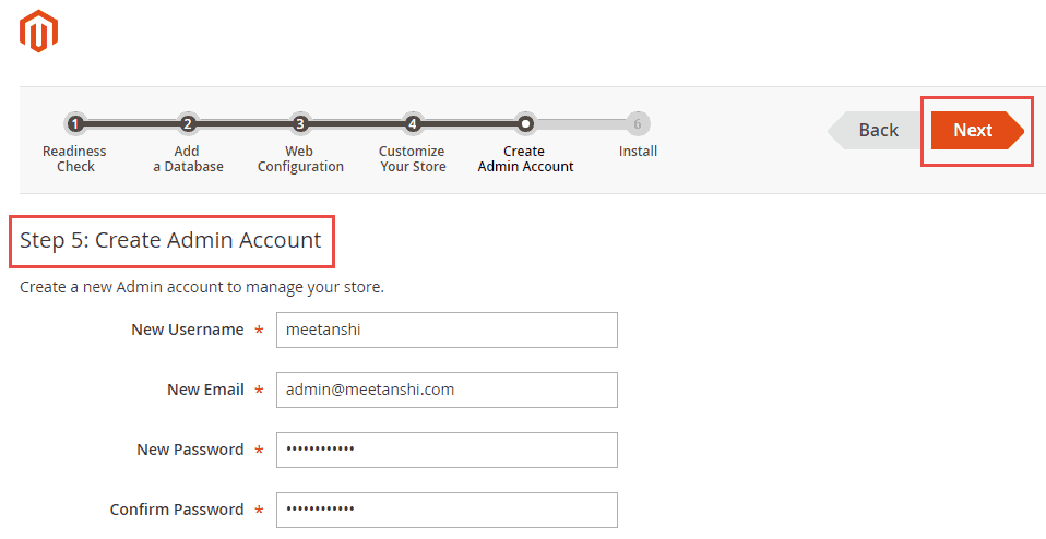 create admin acount
