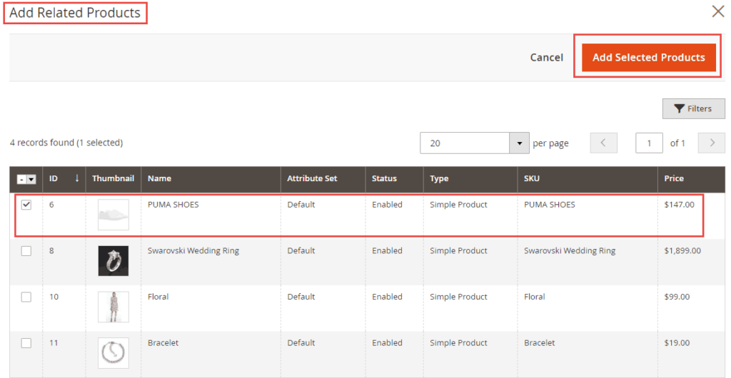 Add related products