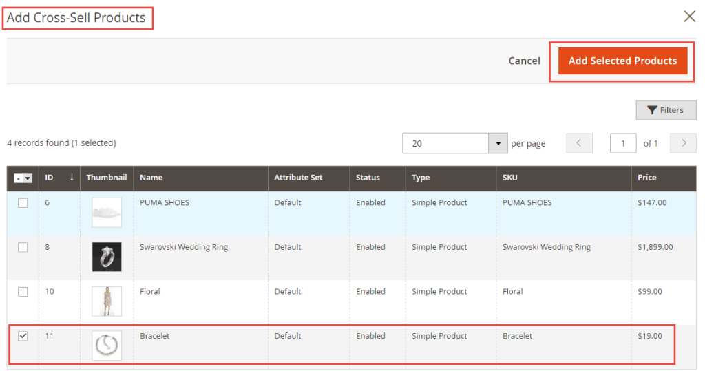 Add cross-sell products