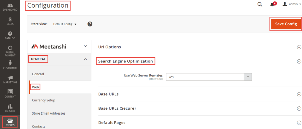Web Server Rewrites option in Magento store configuration