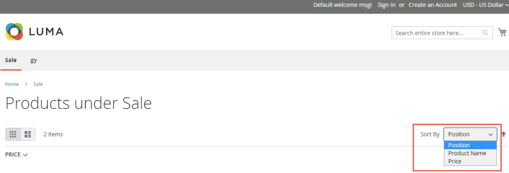 1_default Magento 2 price sorting