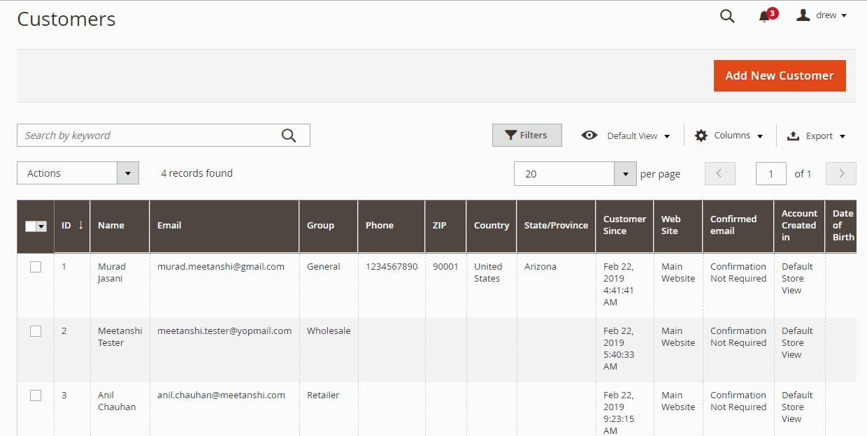 Customer group assign in Magento store