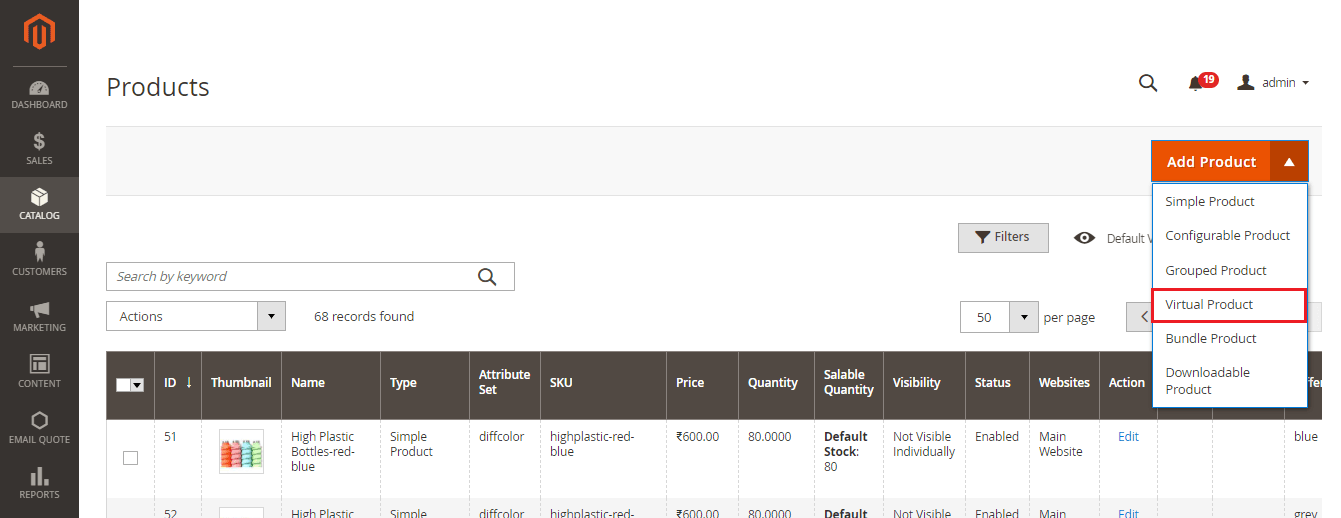virtual products in Magento 2