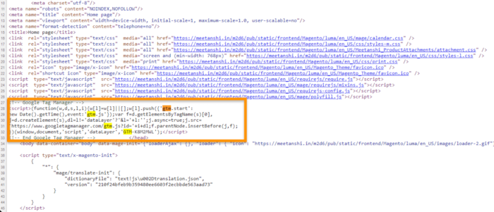 Check GTM code