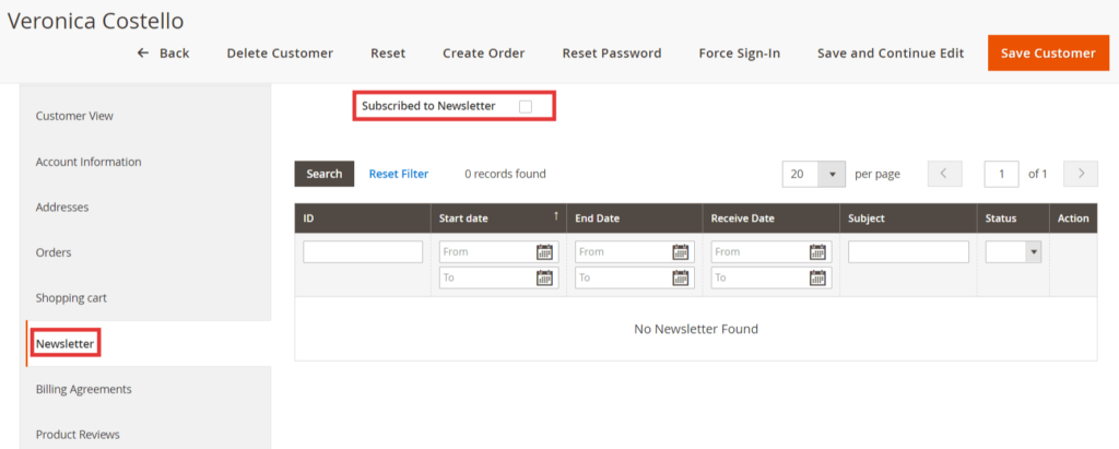 Newsletter Subscription Checkbox