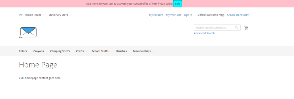 Custom Notice at the top of the page in Magento 2