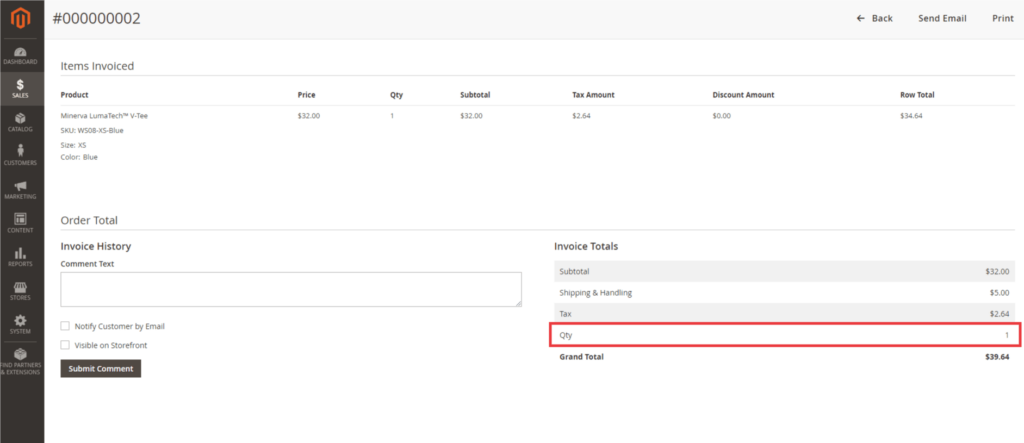 How To Add Quantity Field In Invoice Total In Magento 2 Admin Panel