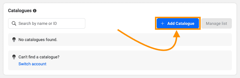 Add new catalogue in commerce manager