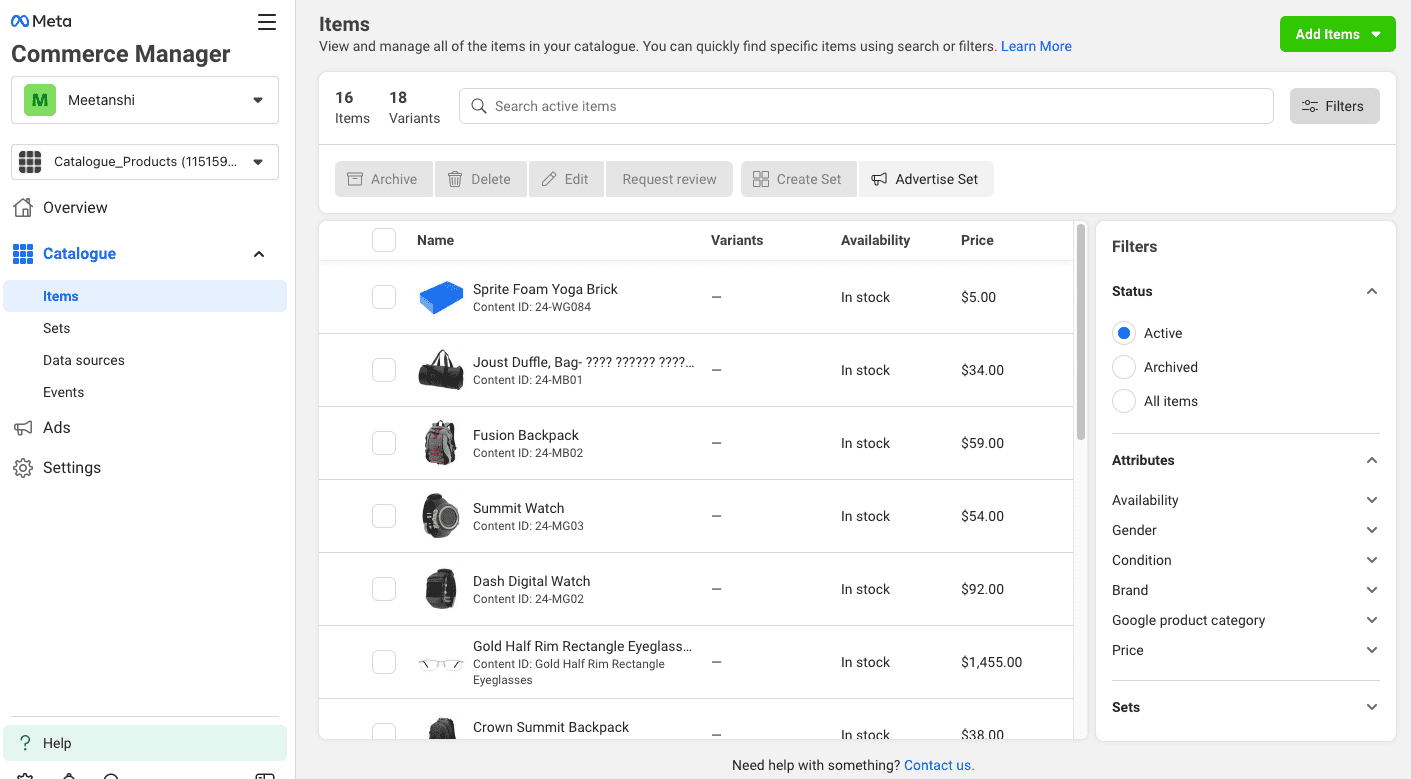 Magento 2 products in Facebook Commerce Catalogue