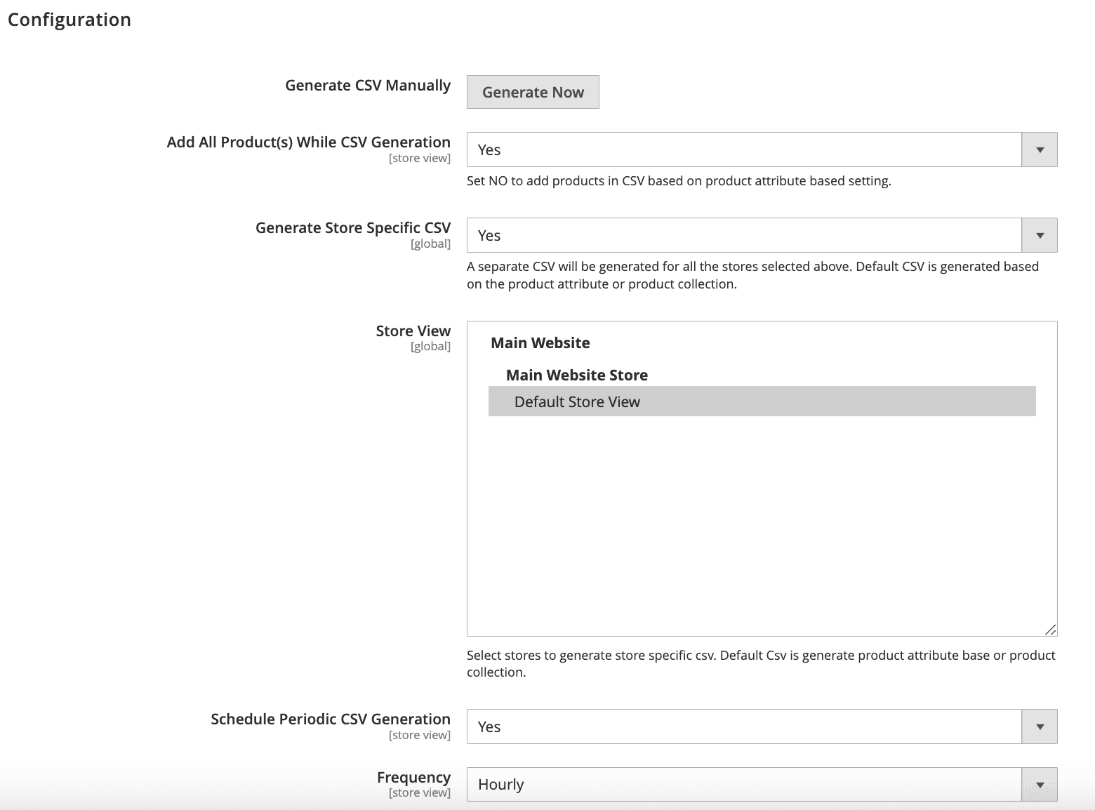 General configuration settings
