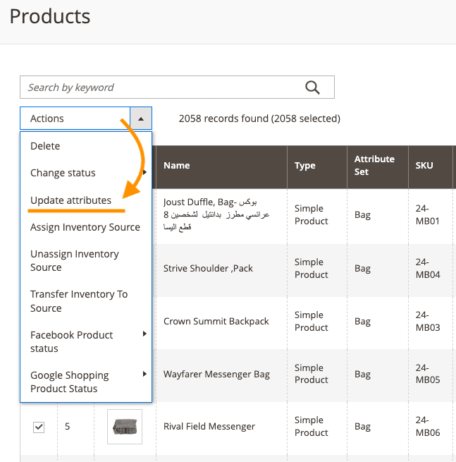 Buld edit product attributes