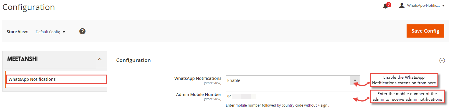 Configure Magento 2 WhatsApp Notification