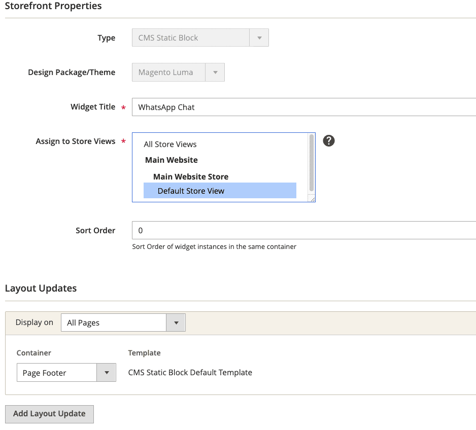 Magento 2 WhatsApp Chat Widget Propertiess