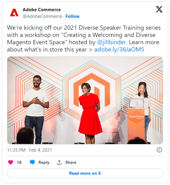 Adobe commerce announcement on Twitter
