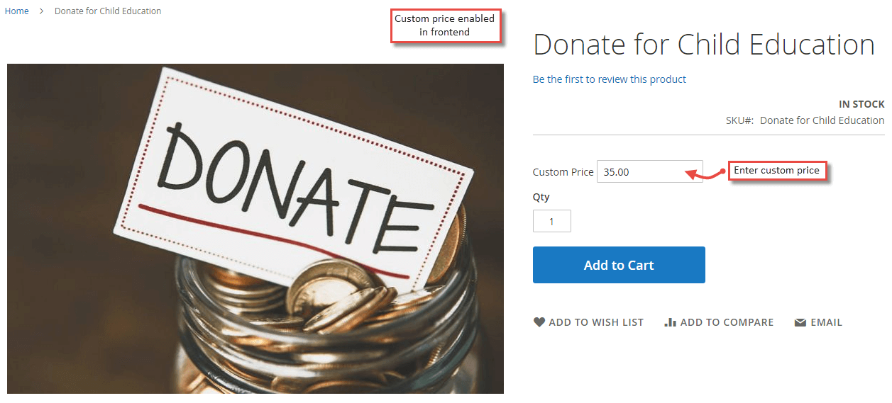 Custom Price in Frontend