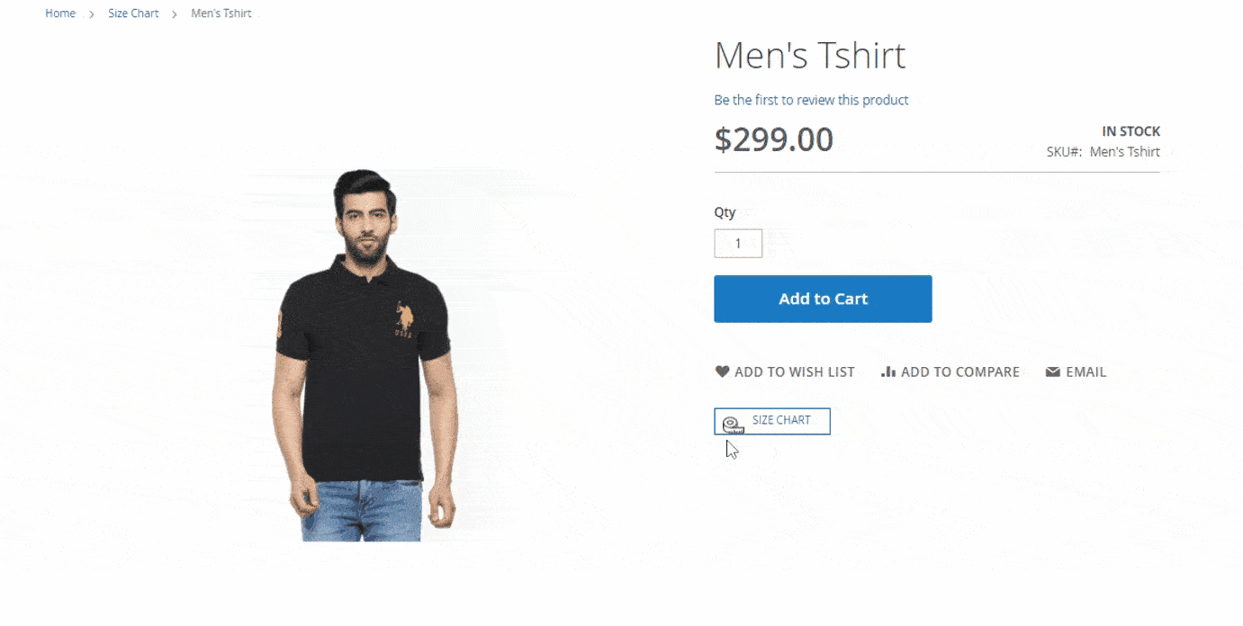 Add size chart in Magento frontend