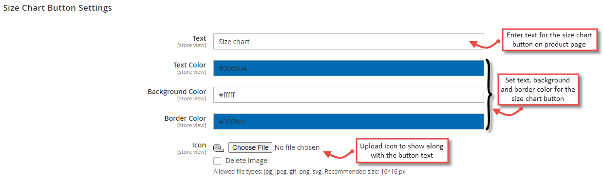 Add New Size Chart in Magento
