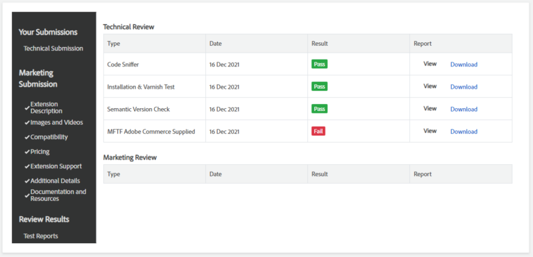 Submit Extension to Magento Marketplace Test Reports