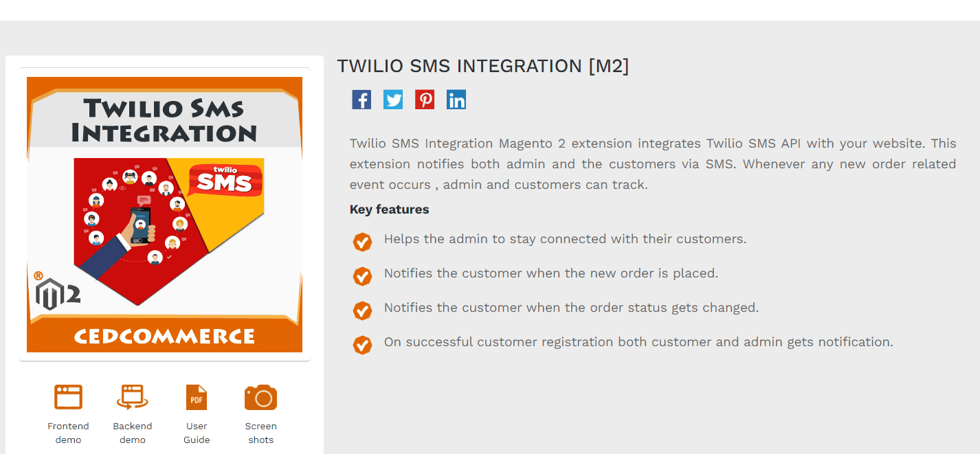 Twilio SMS Integration By CedCommerce