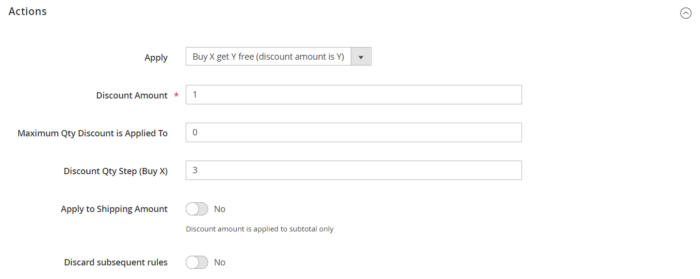 setup buy 3 get 1 actions magento 2