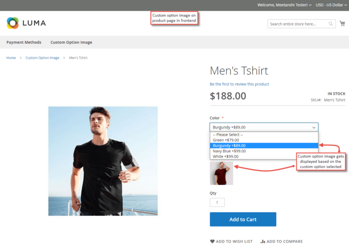 Custom option images in frontend