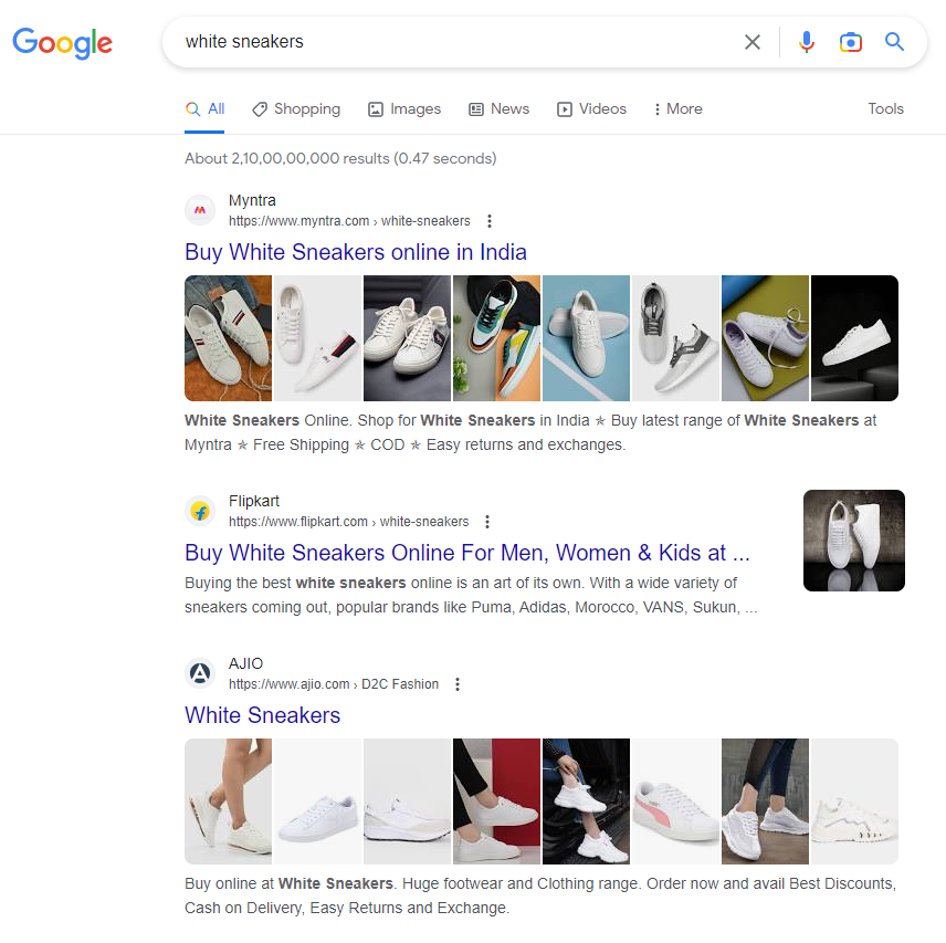 White sneakers transactional keywords