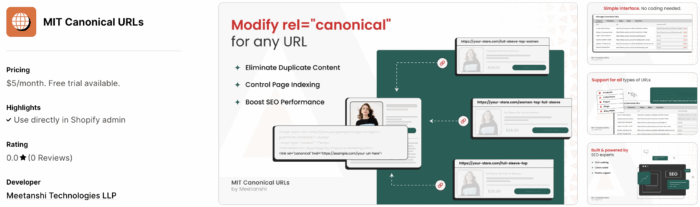 MIT Canonical URL Shopify App