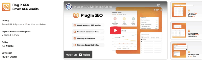 Plug in SEO shopify app