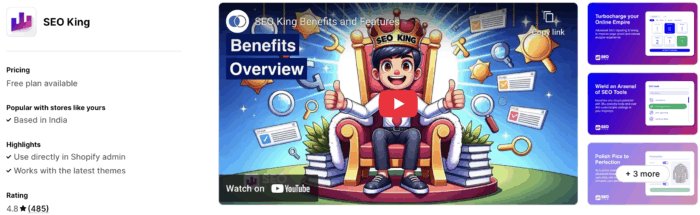 SEO King Shopify App