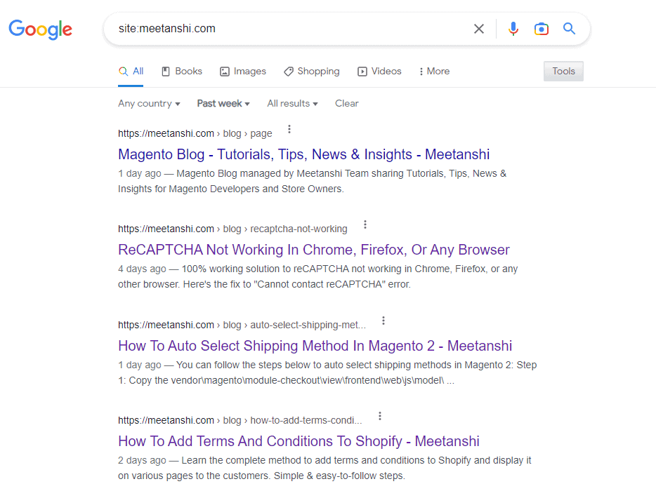 Find All the Pages Indexed Last Week Using SEO Bookmarklet
