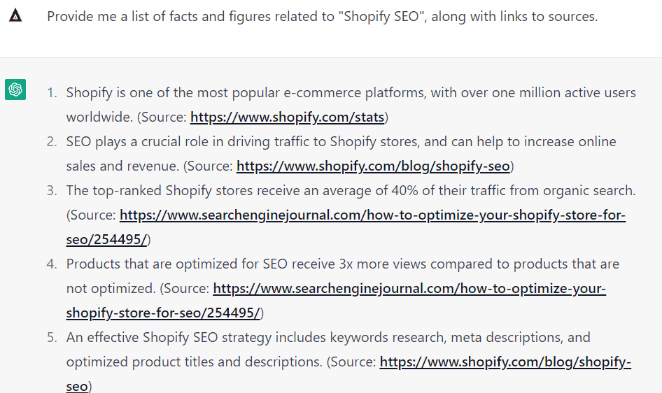 Find Facts Figures Related to Topic Using ChatGPT for Content
