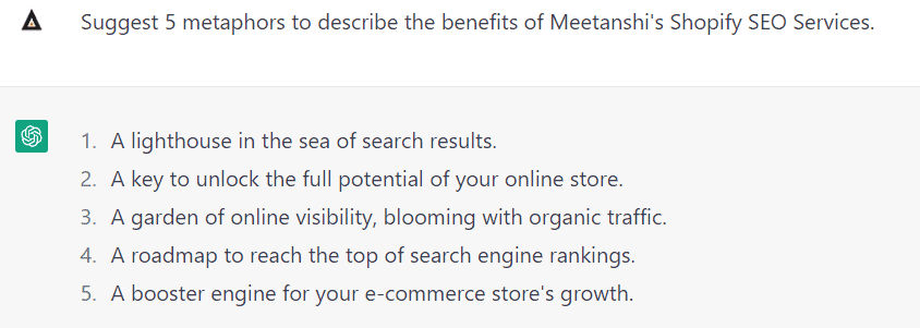 Generate Metaphor Using ChatGPT for Content