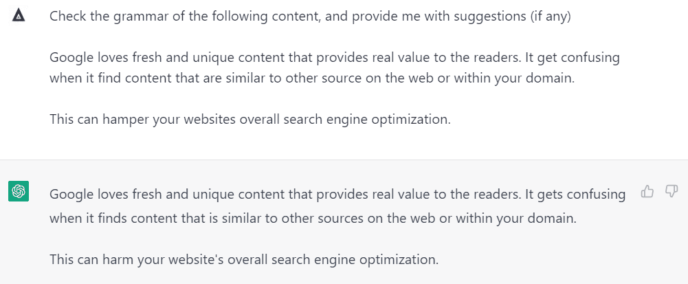 Use ChatGPT for Content to Improve Grammar