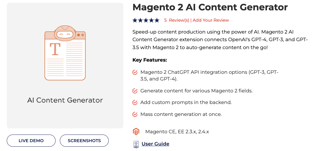 magento ai content generator