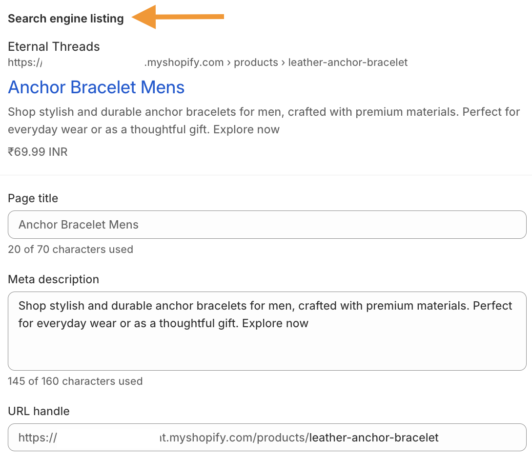 Edit search engine listing