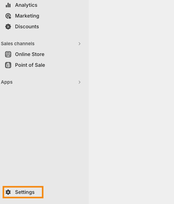 Go to Shopify settings in admin panel