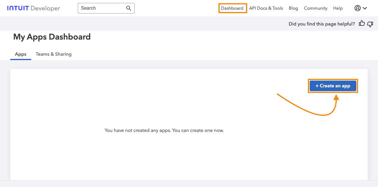 Go to intuit developer dashboard and create an app