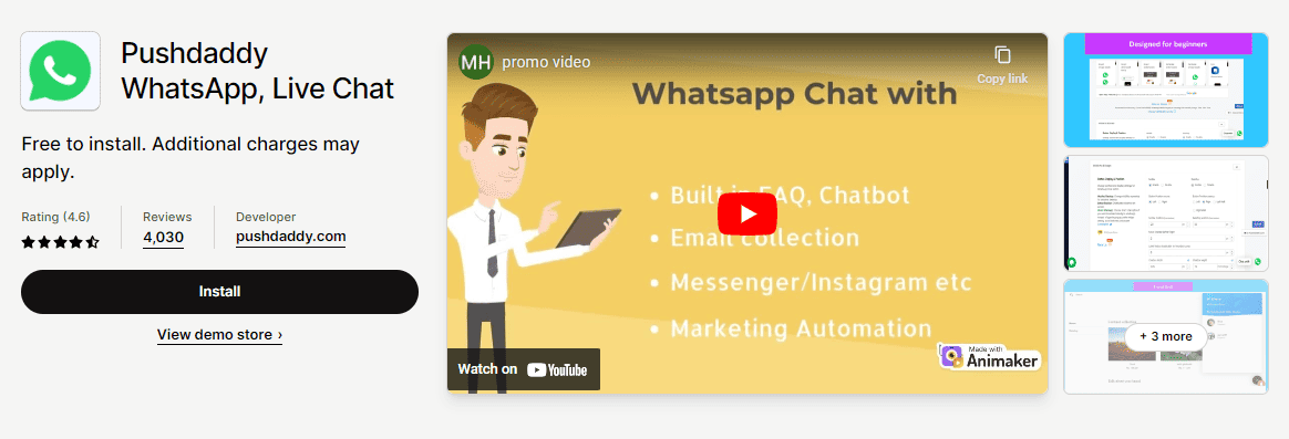 Pushdaddy WhatsApp, Live Chat
