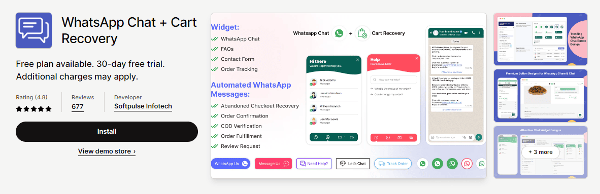 WhatsApp Chat + Cart Recovery