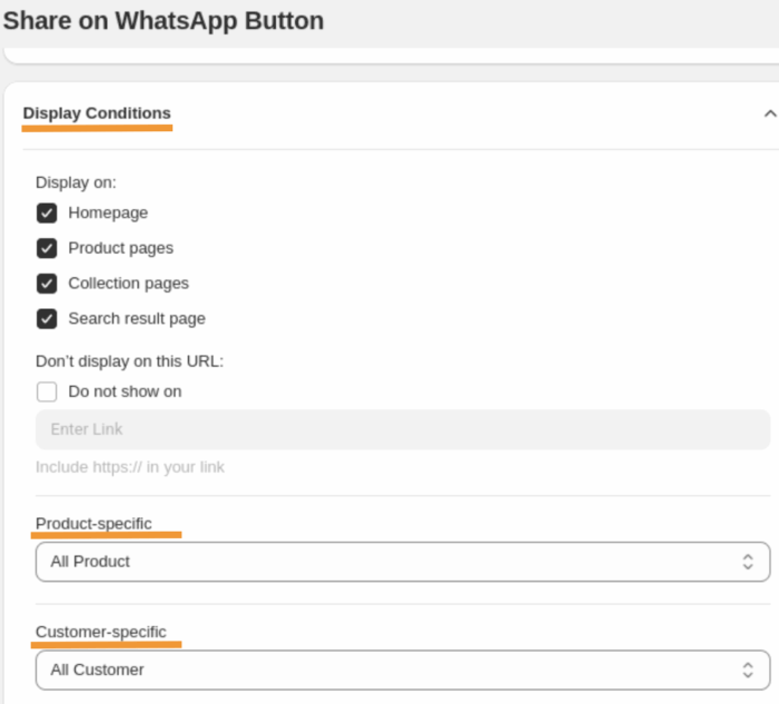 WhatsApp Share button conditions