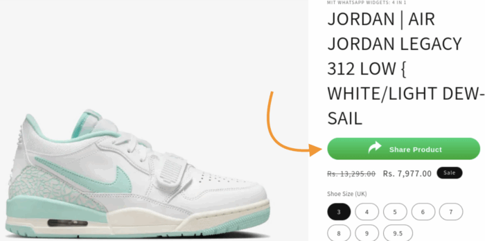 WhatsApp Share button on product page