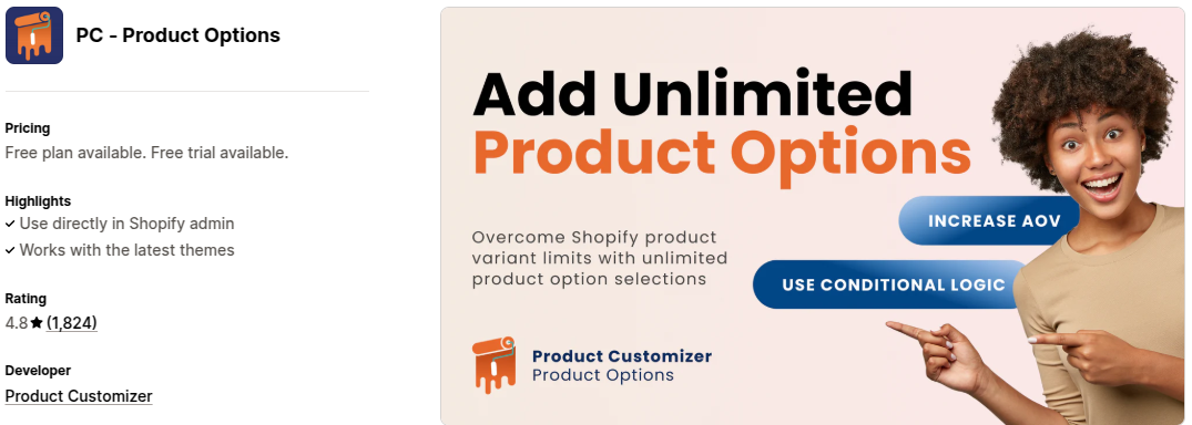 Product Options Customizer