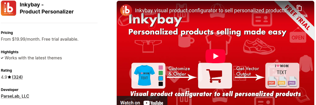 Inkybay Product Personalizer