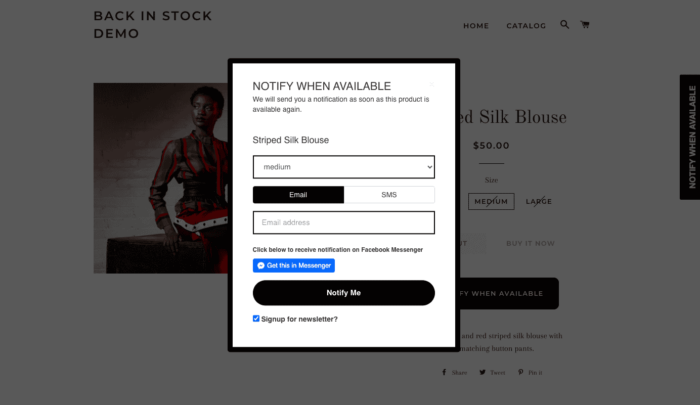 Back-in-Stock Alert Functionality on Frontend