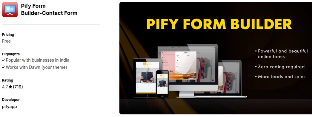 Pify Form Builder Contact Form